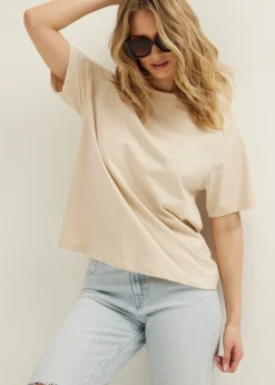Sale Cotton Club Oversized t-shirt lichtzand
