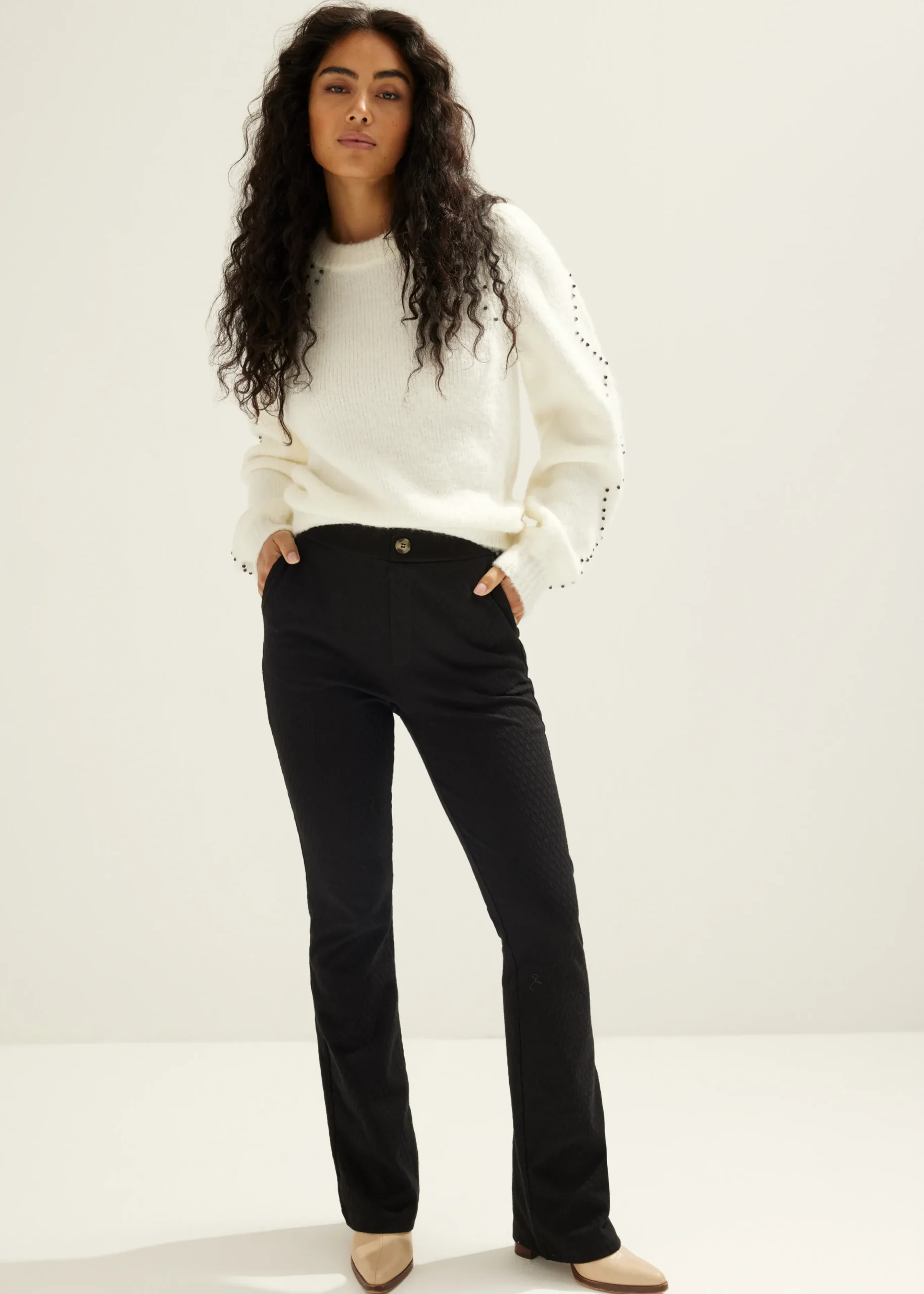New Cotton Club Pantalon jacquard zwart
