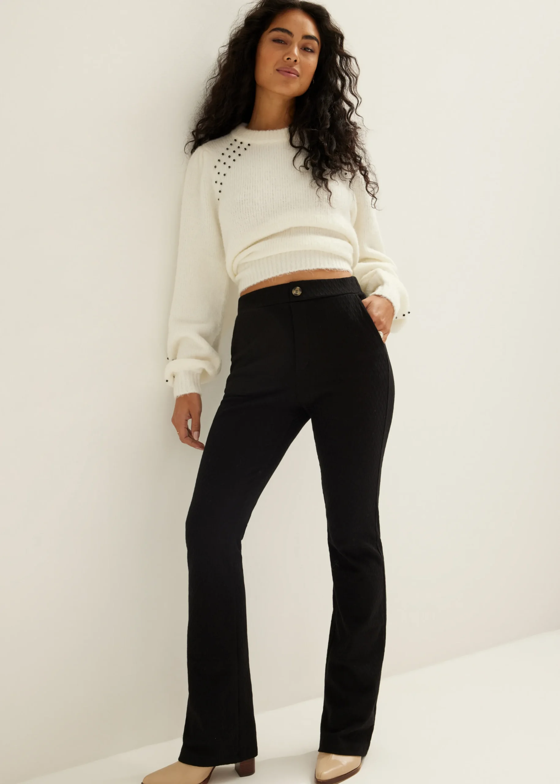 New Cotton Club Pantalon jacquard zwart