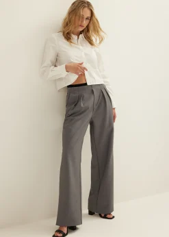 Hot Cotton Club Pantalon met elastieke band middengrijsgem&ecirc;leerd