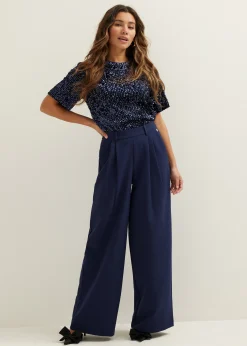 Outlet Cotton Club Pantalon met geplooide details indigo
