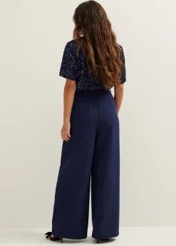 Outlet Cotton Club Pantalon met geplooide details indigo