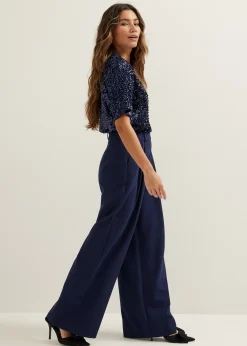 Outlet Cotton Club Pantalon met geplooide details indigo