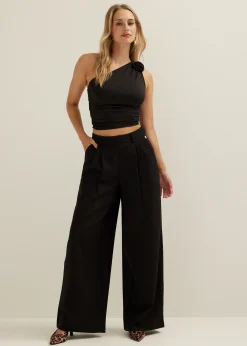 Clearance Cotton Club Pantalon met geplooide details zwart