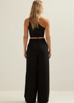 Clearance Cotton Club Pantalon met geplooide details zwart