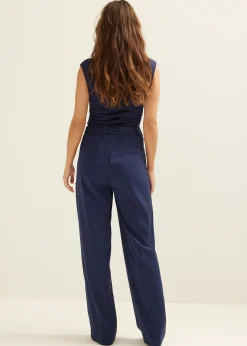 New Cotton Club Pantalon met gestrikt detail blauw,marine