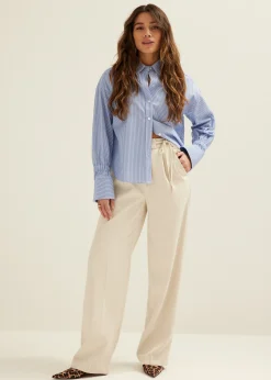 Clearance Cotton Club Pantalon met gestrikt detail ecru