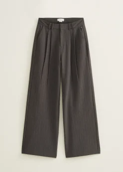 New Cotton Club Pantalon met wide leg antracietgem&ecirc;leerd