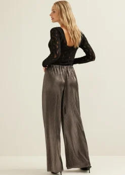 Outlet Cotton Club Pliss&eacute; broek antraciet