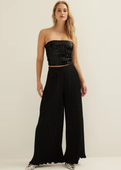 Sale Cotton Club Plissé broek zwart