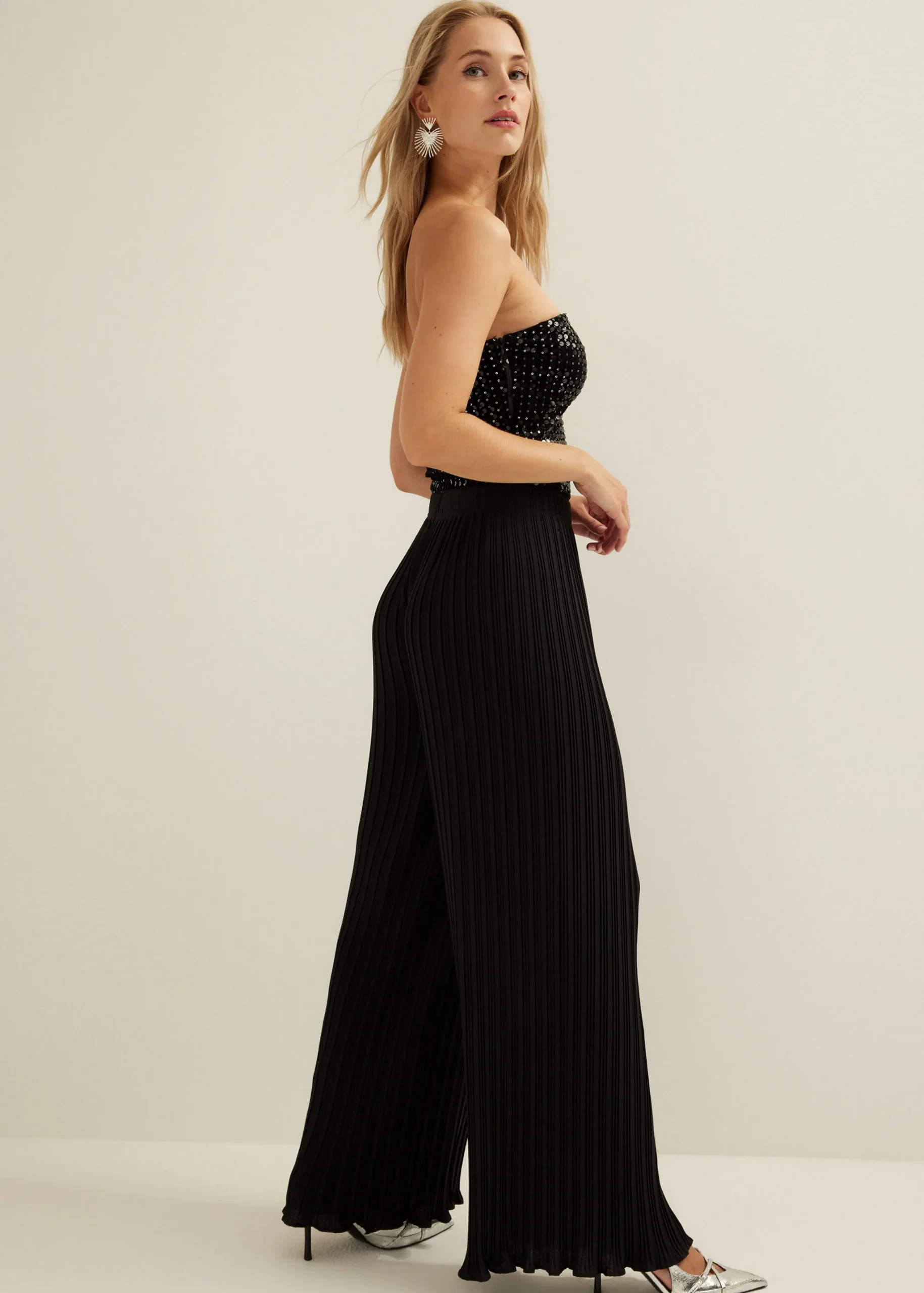 Sale Cotton Club Plissé broek zwart