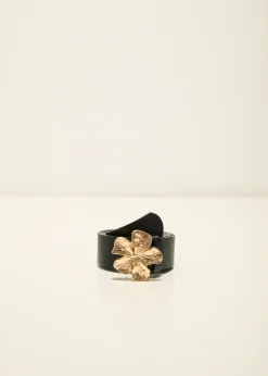 Fashion Cotton Club Riem met bloem zwart