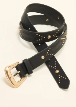 Outlet Cotton Club Riem met studs zwart
