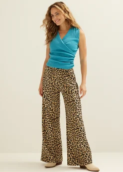 Outlet Cotton Club Singlet gedrapeerd petrol