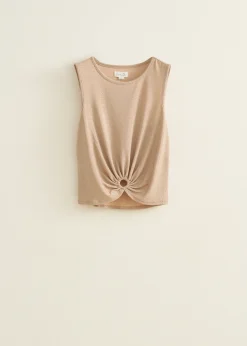 Hot Cotton Club Singlet met geknoopt detail champagne