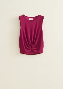 Online Cotton Club Singlet met geknoopt detail fuchsia