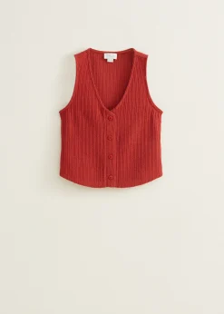 Sale Cotton Club Singlet met knopen brique