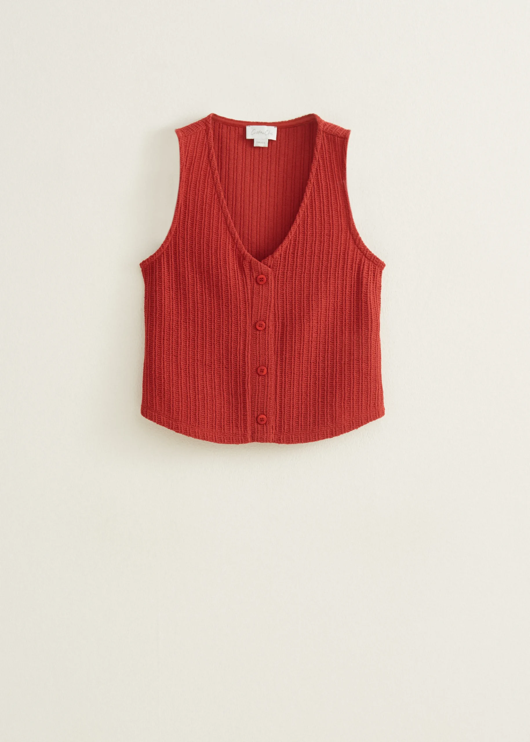 Sale Cotton Club Singlet met knopen brique