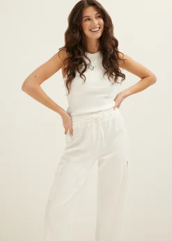 Hot Cotton Club Singlet met logo print wit,off-white
