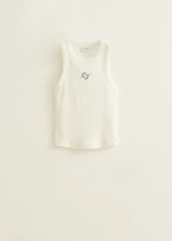 Hot Cotton Club Singlet met logo print wit,off-white