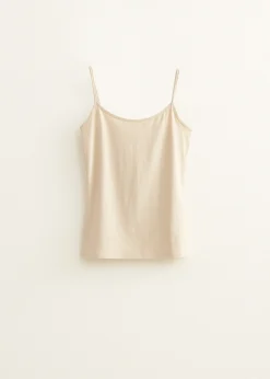 Clearance Cotton Club Singlet met spaghettibandjes zand