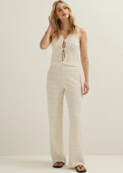 Hot Cotton Club Singlet met striksluiting ecru