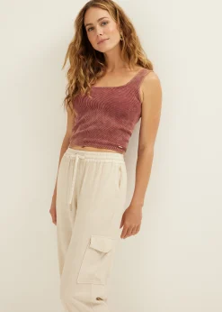 Outlet Cotton Club Singlet met verwassen look bordeaux