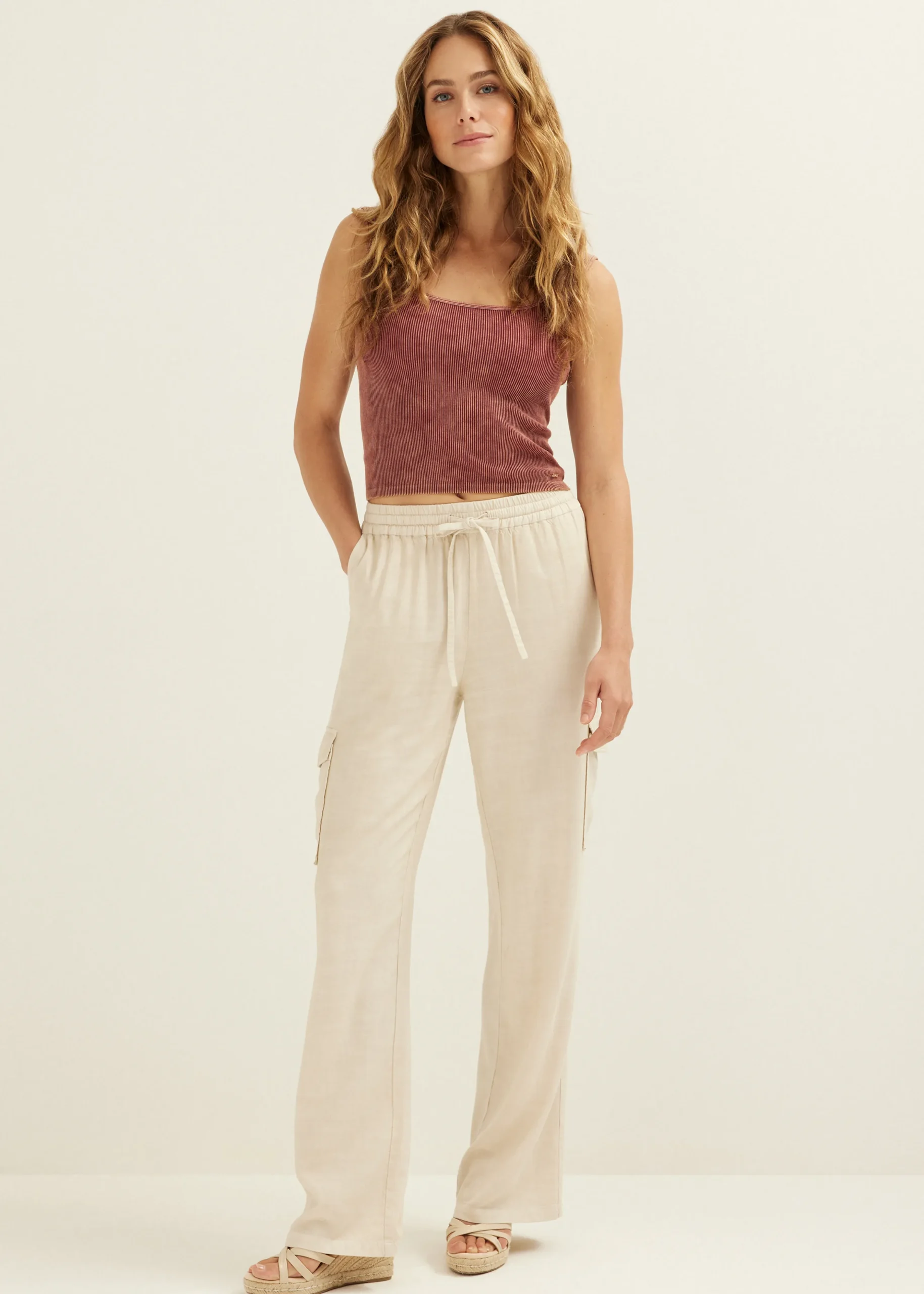 Outlet Cotton Club Singlet met verwassen look bordeaux