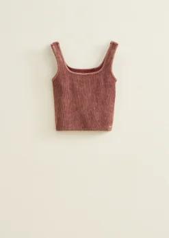 Outlet Cotton Club Singlet met verwassen look bordeaux