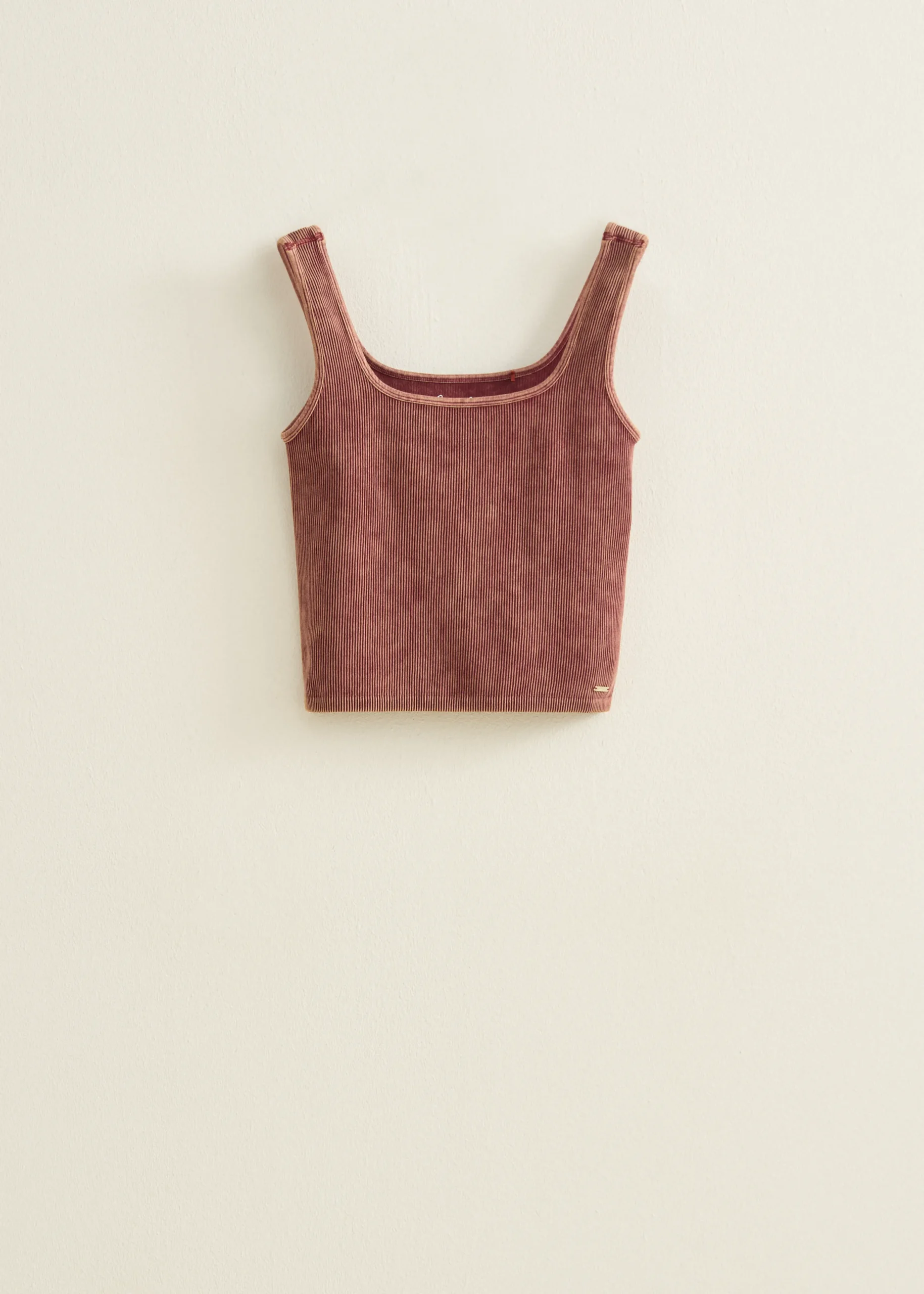 Outlet Cotton Club Singlet met verwassen look bordeaux