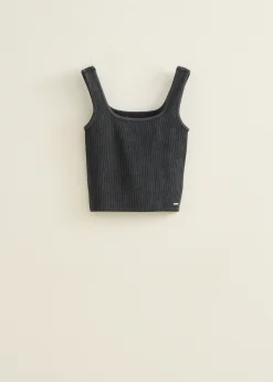 Outlet Cotton Club Singlet met verwassen look antraciet