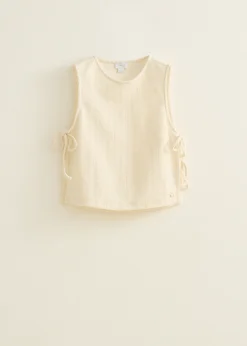 New Cotton Club Singlet met zijstrikken ecru