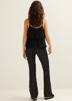 New Cotton Club Singlet van pliss&eacute; zwart