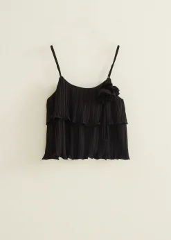 New Cotton Club Singlet van pliss&eacute; zwart
