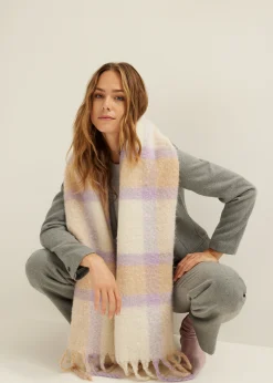 Outlet Cotton Club Sjaal met geruiten print lichtlila