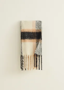 Sale Cotton Club Sjaal met geruiten print zand