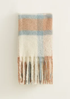 Best Cotton Club Sjaal met geruiten print lichtblauw