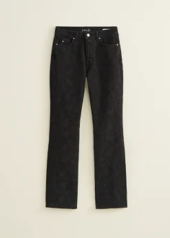 Hot Cotton Club Straight jeans claire bloemen zwart,usedmiddle