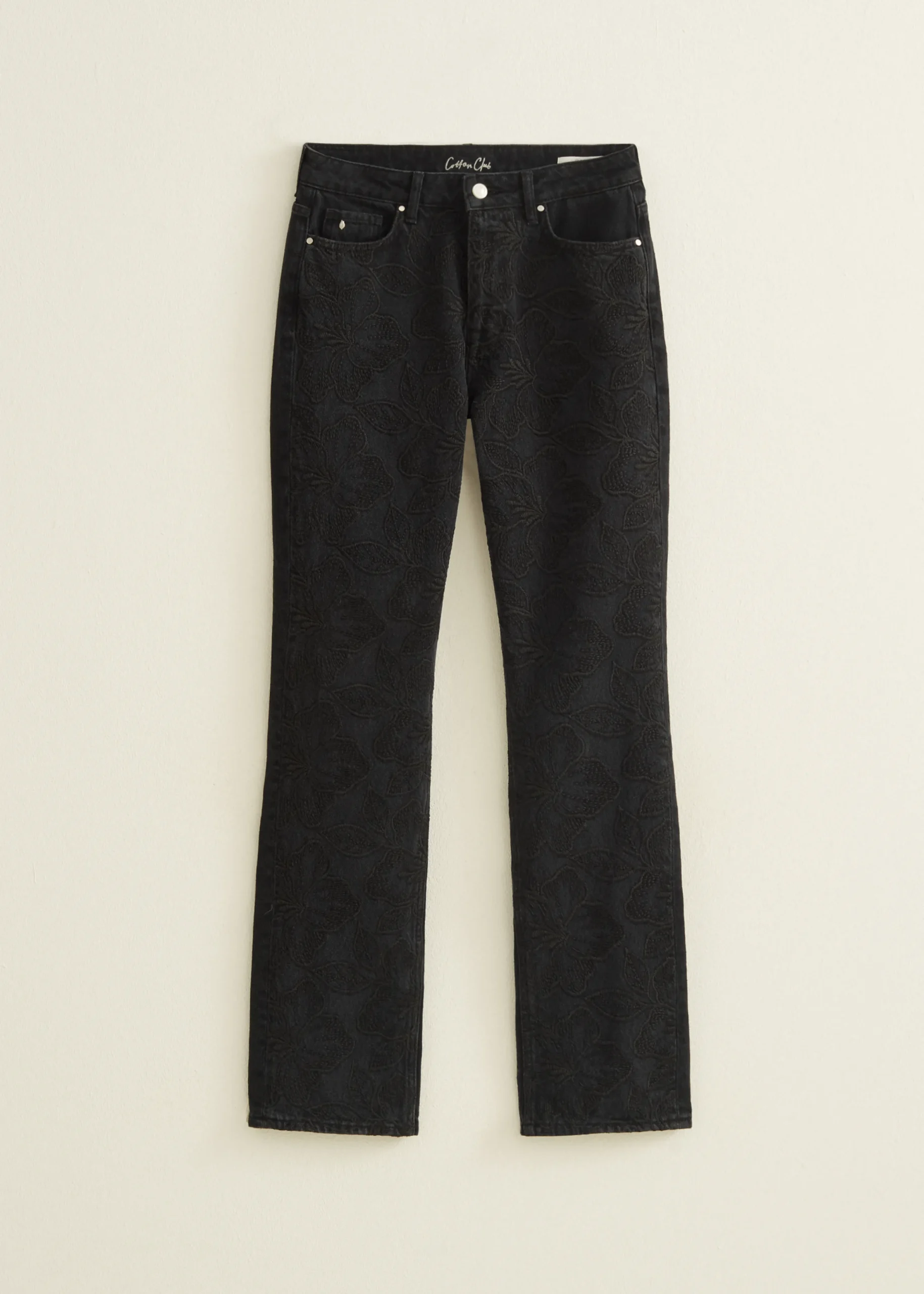 Hot Cotton Club Straight jeans claire bloemen zwart,usedmiddle