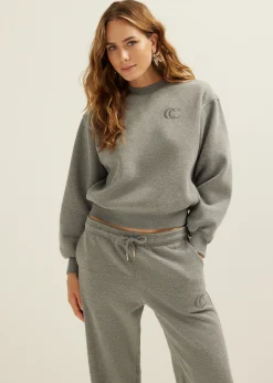 Online Cotton Club Sweater met glitter effect middengrijsgemêleerd
