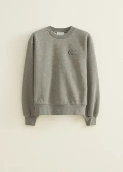 Online Cotton Club Sweater met glitter effect middengrijsgem&ecirc;leerd