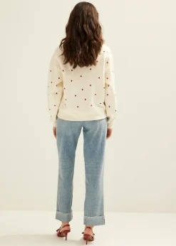 New Cotton Club Sweater met hartjes ecru