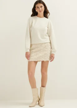 Best Cotton Club Sweater met lurex ecru