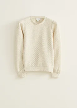 Best Cotton Club Sweater met lurex ecru