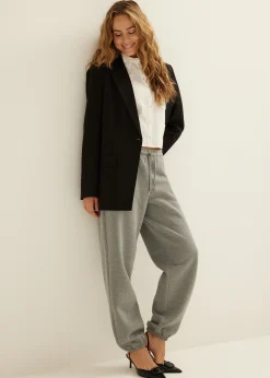 New Cotton Club Sweatpants met glitter middengrijsgem&ecirc;leerd