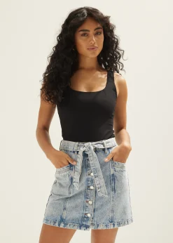 Sale Cotton Club Tanktop met brede bandjes zwart