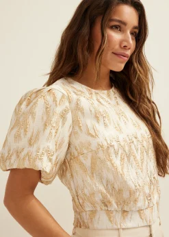 Best Cotton Club Top jacquard middenzand