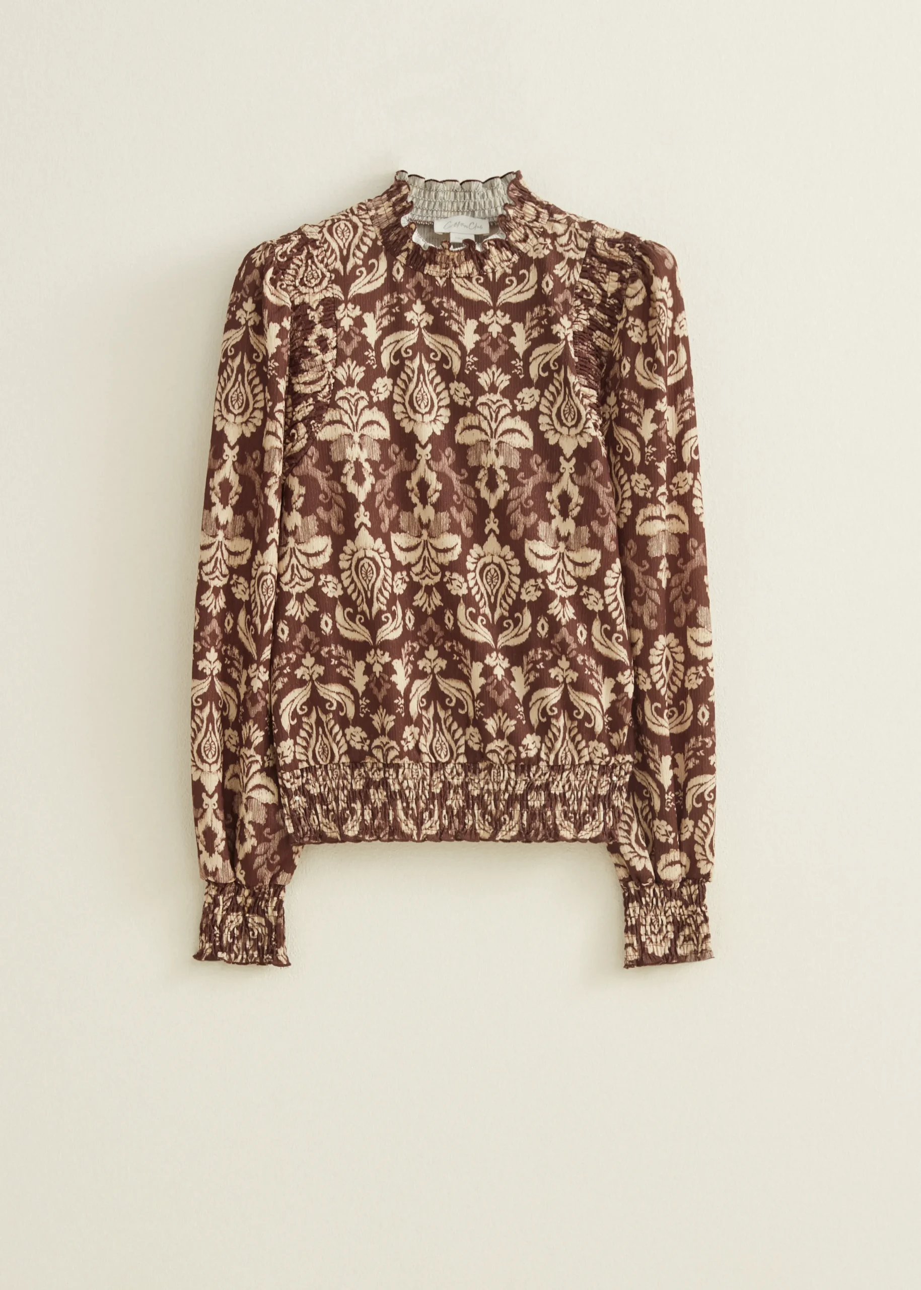 Fashion Cotton Club Top met all-over print choco