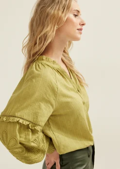 Best Cotton Club Top met borduurwerk groen