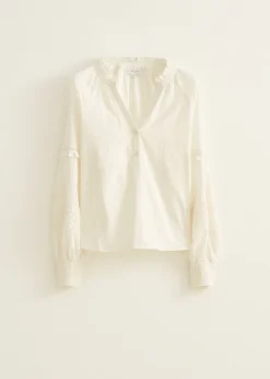 Sale Cotton Club Top met borduurwerk ecru